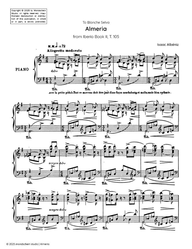 Albéniz - Almeria from Iberia Book II, T. 105 (PDF Sheet Music / Digital Download)