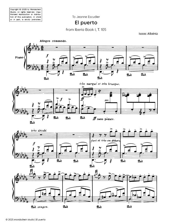 Albéniz - El puerto from Iberia Book I, T. 105 (PDF Sheet Music / Digital Download)