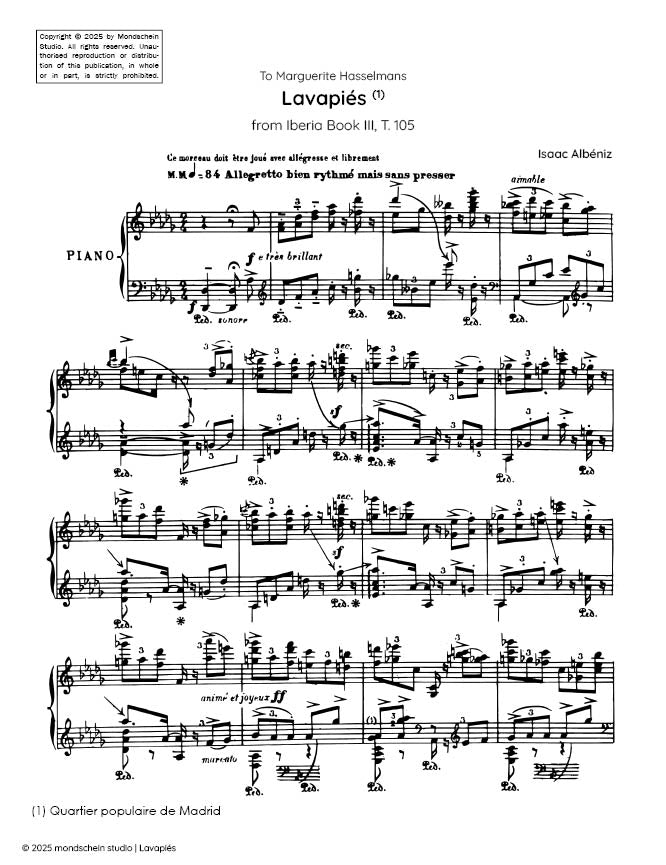 Albéniz - Lavapiés from Iberia Book III, T. 105 (PDF Sheet Music / Digital Download)