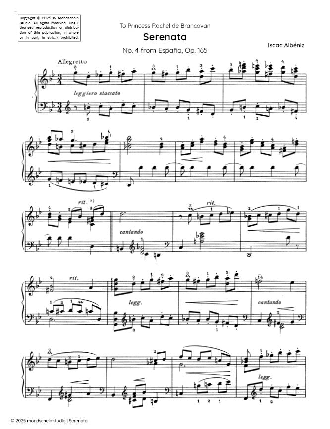Albéniz - Serenata, Op. 165 No. 4 (PDF Sheet Music / Digital Download)