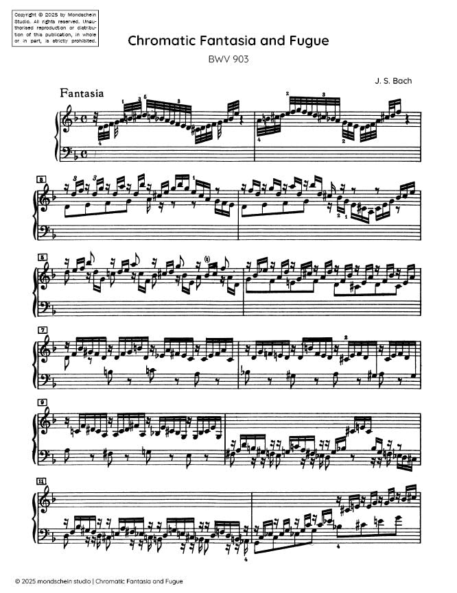 Bach - Chromatic Fantasia and Fugue in D minor, BWV 903 (PDF Sheet Music / Digital Download)