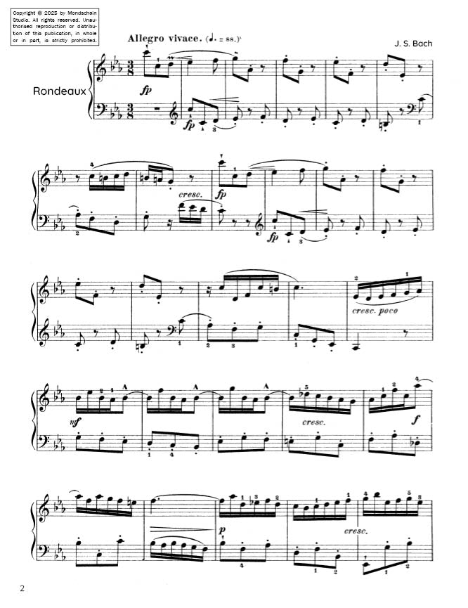 Bach - Rondeaux from Partita No. 2 in C minor BWV 826 (PDF Sheet Music / Digital Download)