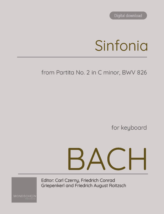 Bach - Sinfonia from Partita No. 2 in C minor BWV 826 (PDF Sheet Music / Digital Download)