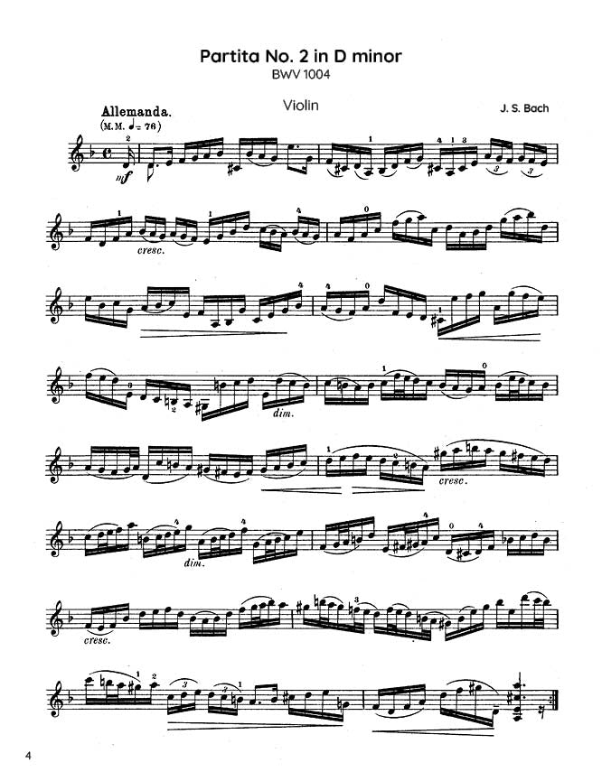 Bach - Partita No. 2 in D minor for Solo Violin, BWV 1004 (PDF Sheet Music / Digital Download)