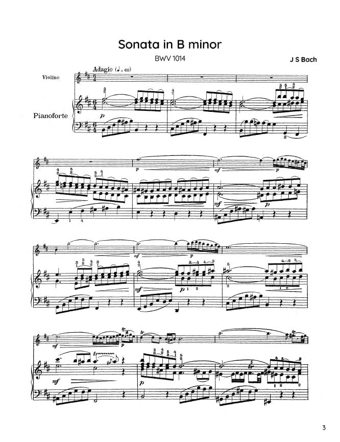 Bach - Sonata in B minor for Violin and Harpsichord, BWV 1014 (PDF Sheet Music / Digital Download)