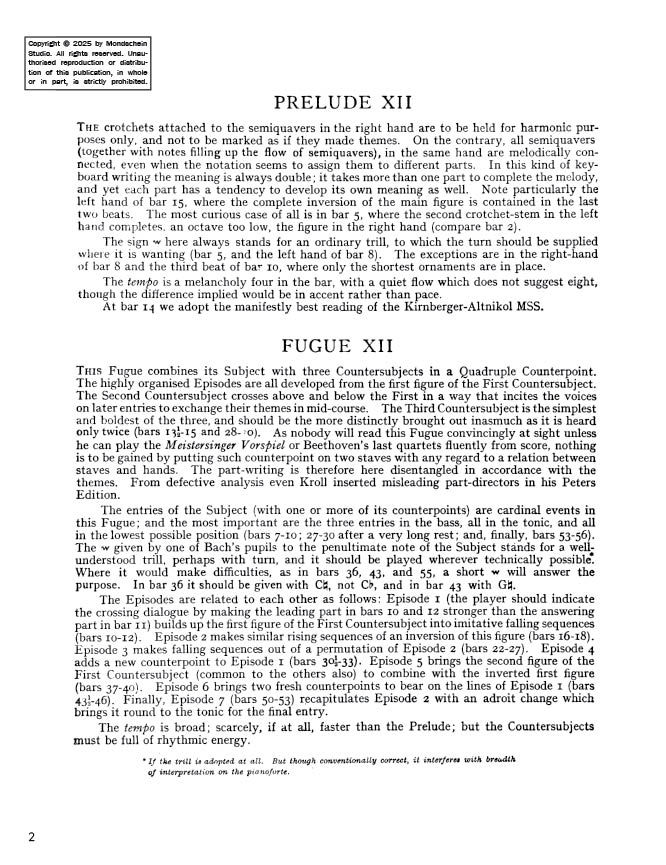 Bach - The Well-Tempered Clavier, Book I - No. 12 in F minor, BWV 857 (PDF Sheet Music / Digital Download)