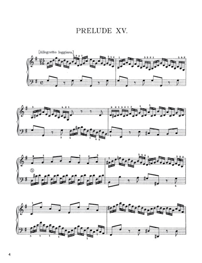 Bach - The Well-Tempered Clavier, Book I - No. 15 in G major, BWV 860 (PDF Sheet Music / Digital Download)
