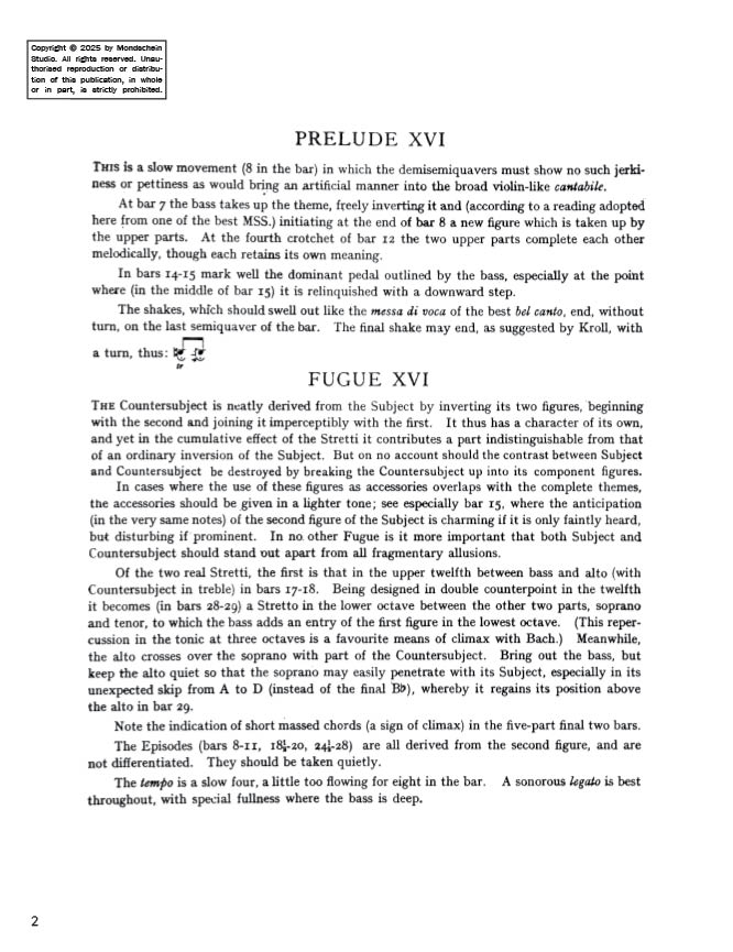 Bach - The Well-Tempered Clavier, Book I - No. 16 in G minor, BWV 861 (PDF Sheet Music / Digital Download)