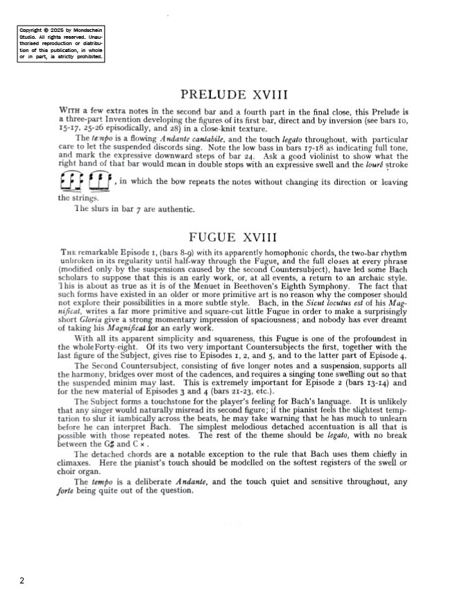 Bach - The Well-Tempered Clavier, Book I - No. 18 in G-sharp minor, BWV 863 (PDF Sheet Music / Digital Download)