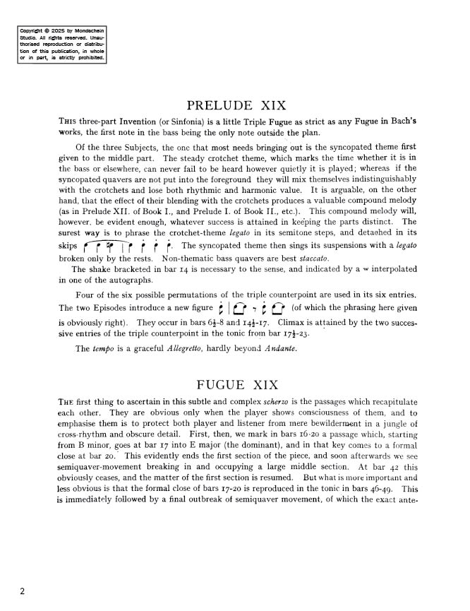 Bach - The Well-Tempered Clavier, Book I - No. 19 in A major, BWV 864 (PDF Sheet Music / Digital Download)