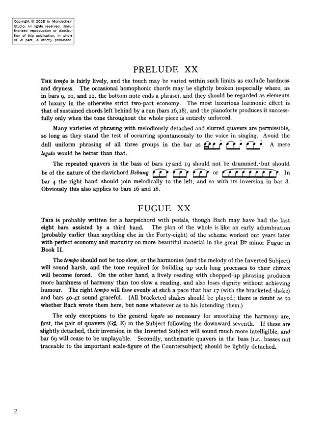 Bach - The Well-Tempered Clavier, Book I - No. 20 in A minor, BWV 865 (PDF Sheet Music / Digital Download)
