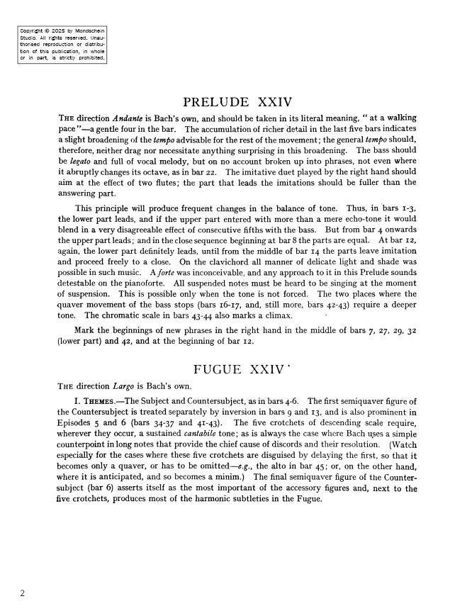 Bach - The Well-Tempered Clavier, Book I - No. 24 in B minor, BWV 869 (PDF Sheet Music / Digital Download)