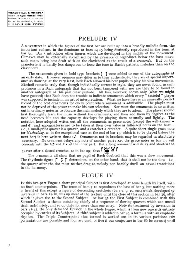 Bach - The Well-Tempered Clavier, Book I - No. 4 in C-sharp minor, BWV 849 (PDF Sheet Music / Digital Download)