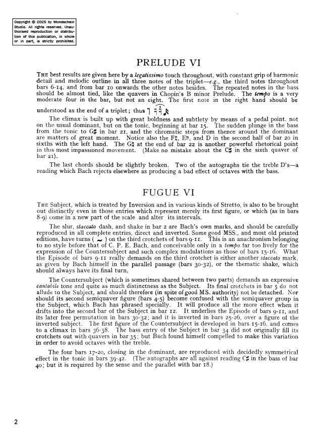 Bach - The Well-Tempered Clavier, Book I - No. 6 in D minor, BWV 851 (PDF Sheet Music / Digital Download)