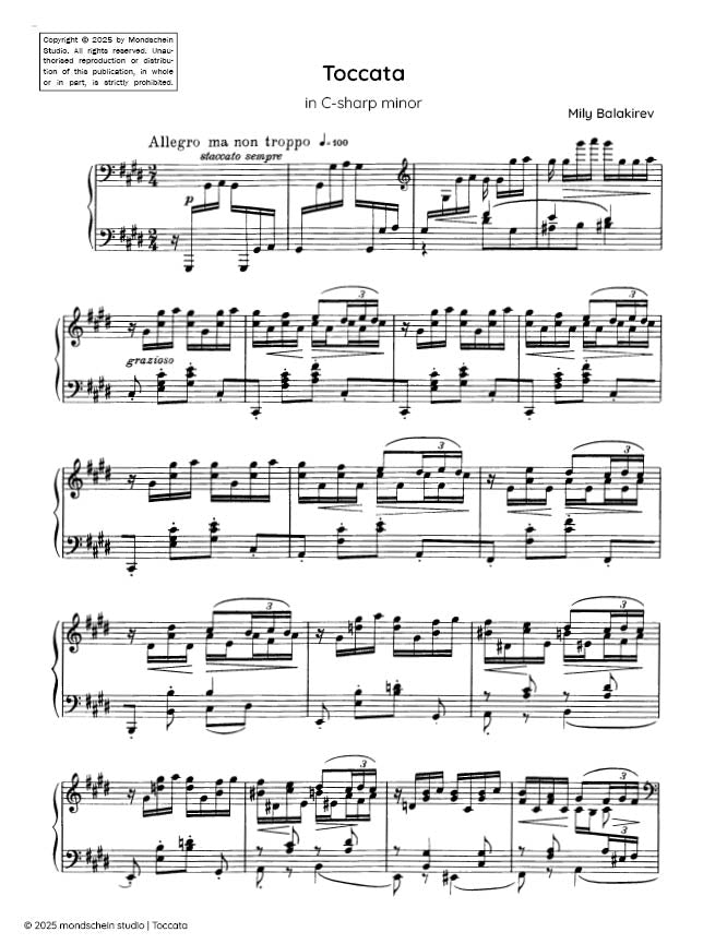 Balakirev - Toccata in C-sharp minor (PDF Sheet Music / Digital Download)