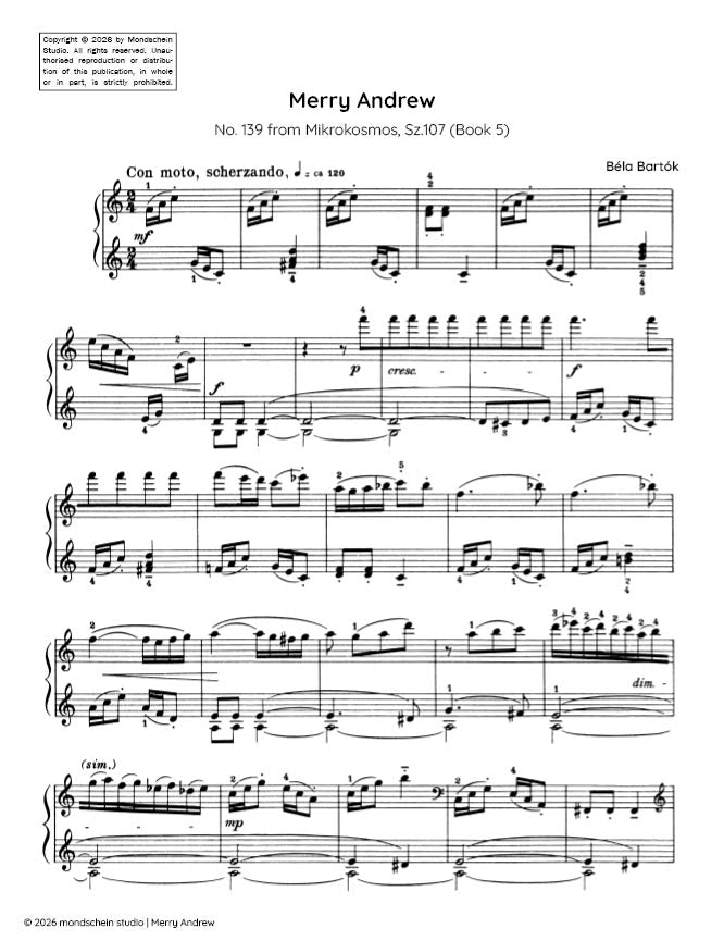 Bartók - Merry Andrew, Sz. 107 No. 139 (PDF Sheet Music / Digital Download)