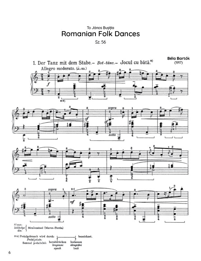 Bartók - Romanian Folk Dances, Sz. 56 (PDF Sheet Music / Digital Download)
