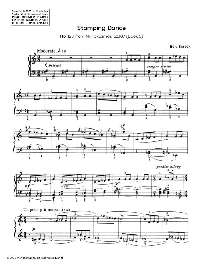 Bartók - Stamping Dance, Sz. 107 No. 128 (PDF Sheet Music / Digital Download)
