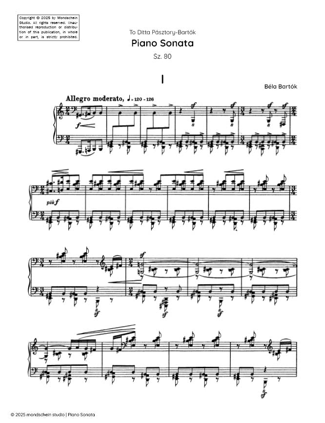 Bartók - Piano Sonata, Sz. 80 (PDF Sheet Music / Digital Download)