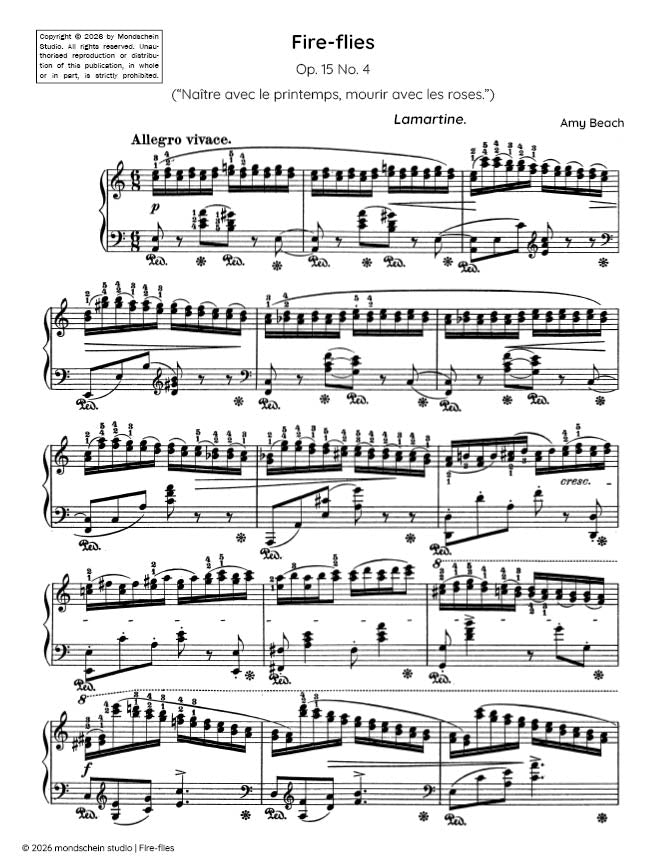 Beach - Fire-flies, No. 4 from Four Sketches, Op. 15 (PDF Sheet Music / Digital Download)