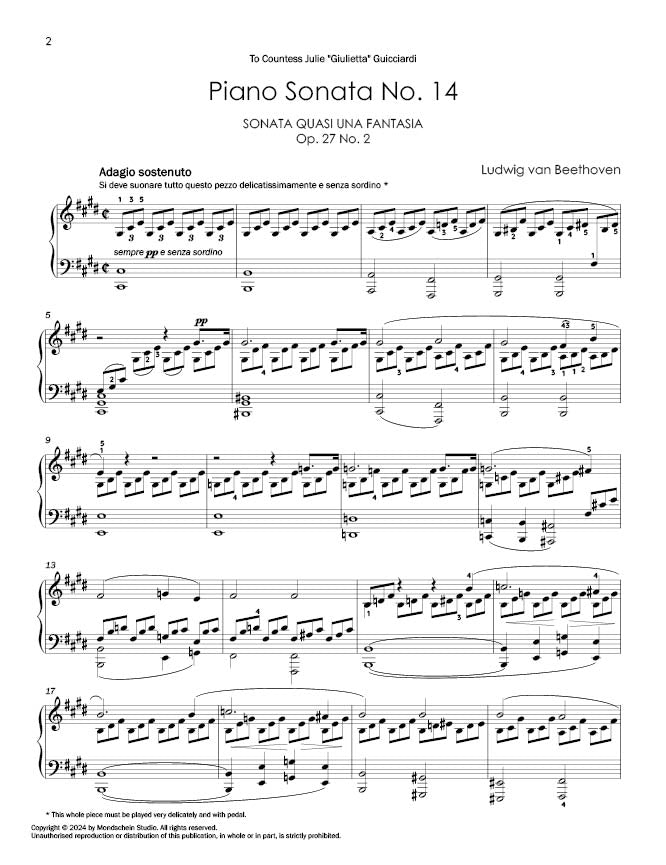 Beethoven - Moonlight Sonata - I. Adagio Sostenuto (PDF Sheet Music / Digital Download)