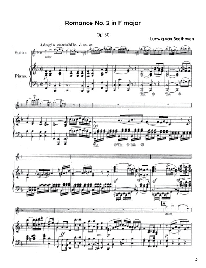 Beethoven - Romance No. 2 in F major, Op. 50 (PDF Sheet Music / Digital Download)
