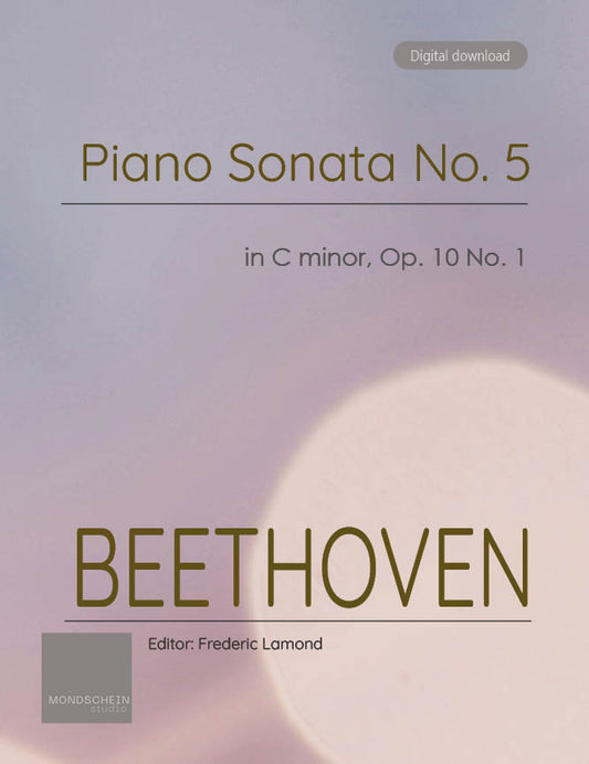 Beethoven - Piano Sonata No. 5, Op. 10 No. 1 (PDF Sheet Music / Digital Download)