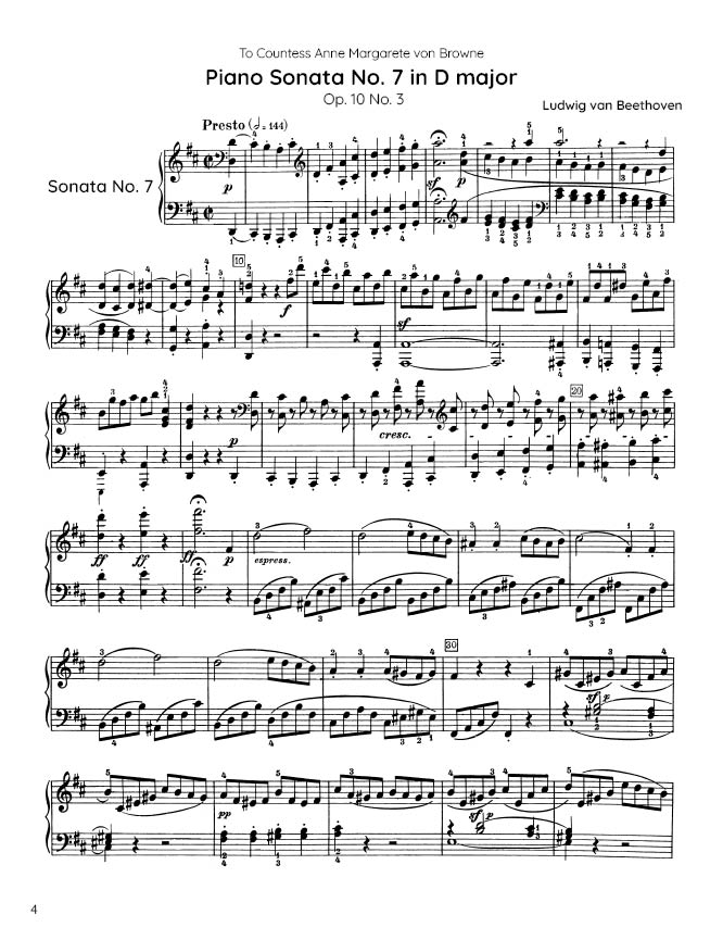 Beethoven - Piano Sonata No. 7, Op. 10 No. 3 (PDF Sheet Music / Digital Download)