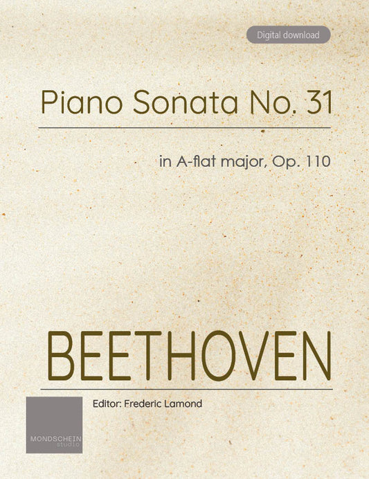 Beethoven - Piano Sonata No. 31, Op. 110 (PDF Sheet Music / Digital Download)
