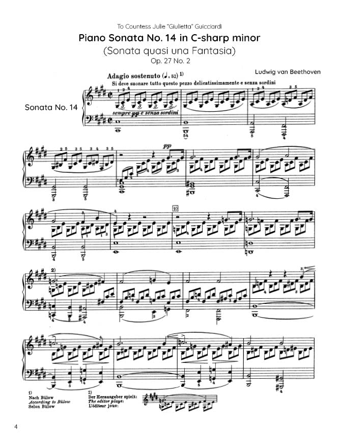 Beethoven - Piano Sonata No. 14, Op. 27 No. 2 "Moonlight" (PDF Sheet Music / Digital Download)