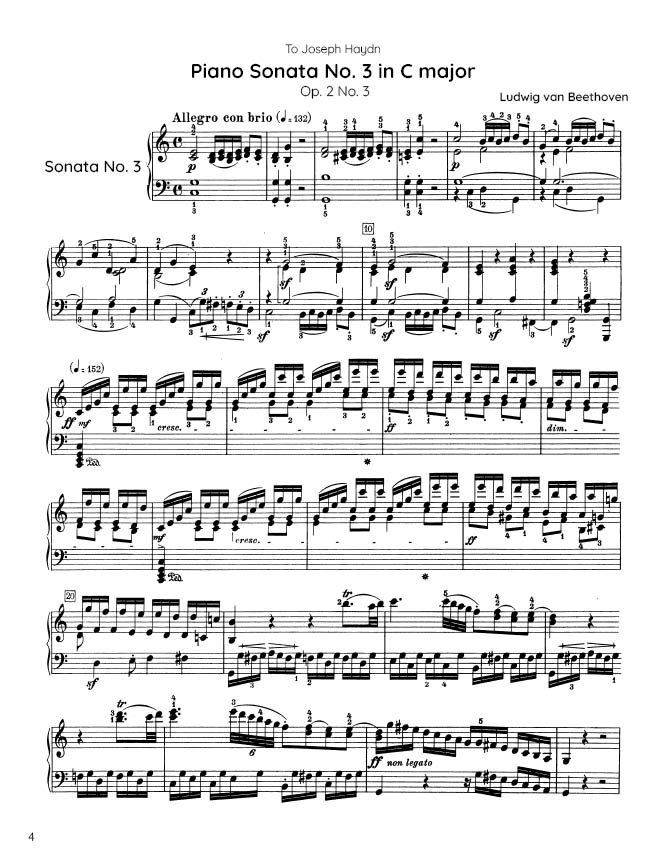 Beethoven - Piano Sonata No. 3, Op. 2 No. 3 (PDF Sheet Music / Digital Download)