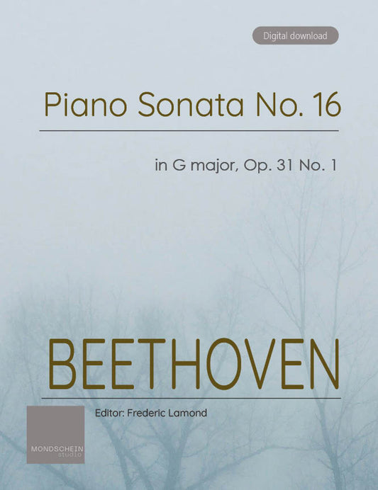 Beethoven - Piano Sonata No. 16, Op. 31 No. 1 (PDF Sheet Music / Digital Download)