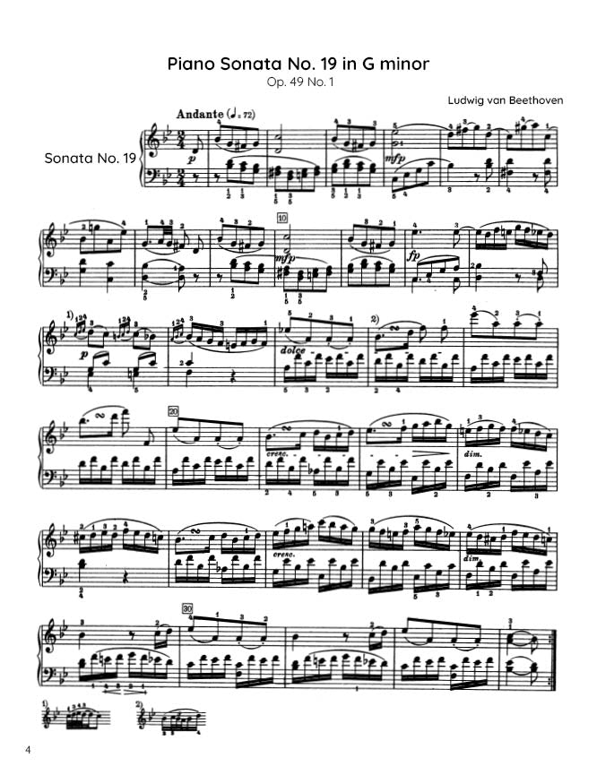 Beethoven - Piano Sonata No. 19, Op. 49 No. 1 (PDF Sheet Music / Digital Download)