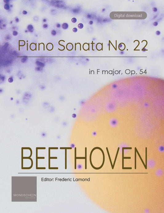 Beethoven - Piano Sonata No. 22, Op. 54 (PDF Sheet Music / Digital Download)