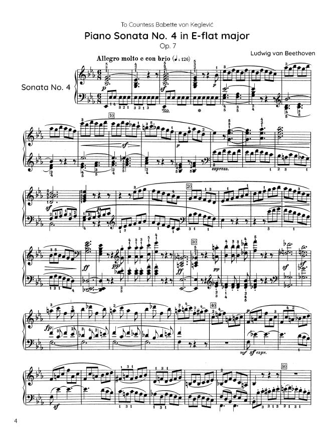 Beethoven - Piano Sonata No. 4, Op. 7 (PDF Sheet Music / Digital Download)