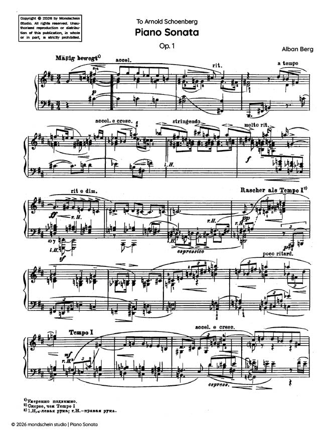 Berg - Piano Sonata, Op. 1 (PDF Sheet Music / Digital Download)