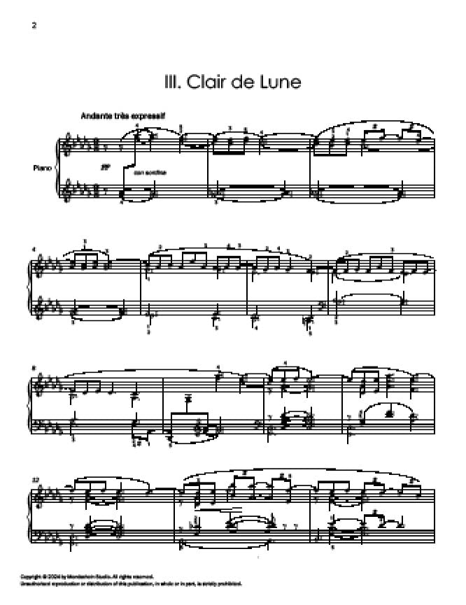 Debussy - Clair de lune from Suite Bergamasque (PDF Digital Download | Printed Sheet Music)
