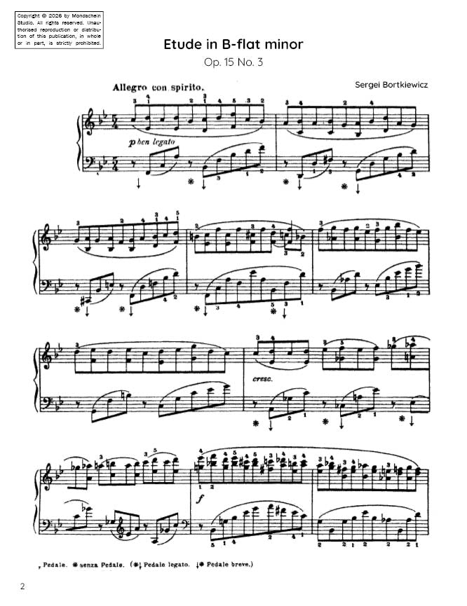 Bortkiewicz - Etude in B-flat major, Op. 15 No. 3 (PDF Sheet Music / Digital Download)