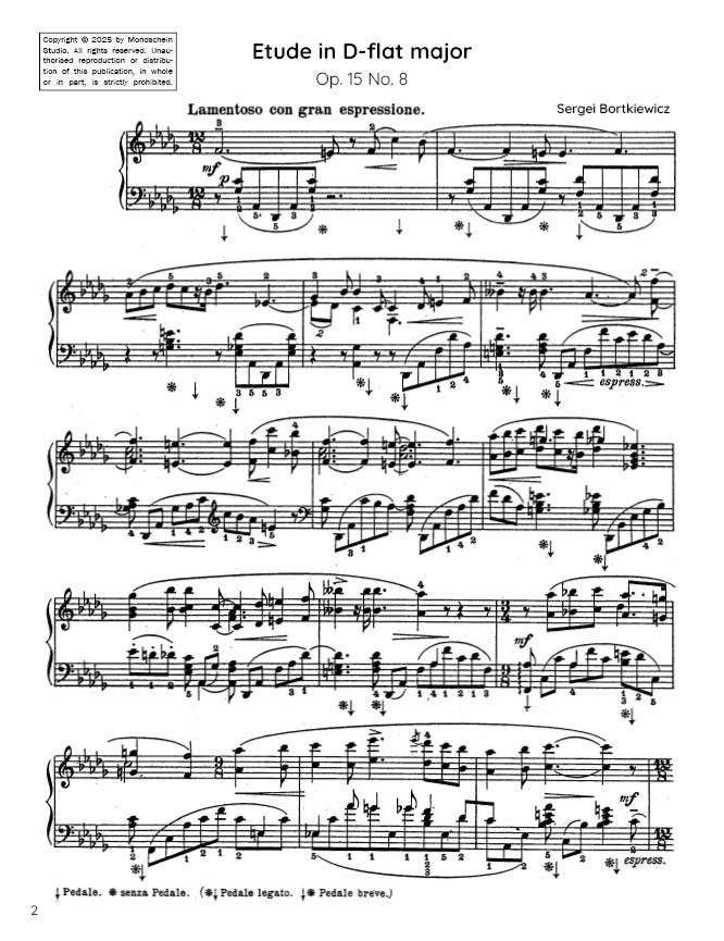 Bortkiewicz - Etude in D-flat major, Op. 15 No. 8 (PDF Sheet Music / Digital Download)