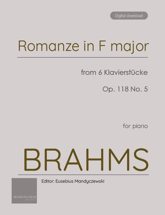 Brahms - Romanze in F major, Op. 118 No. 5 (PDF Sheet Music / Digital Download)