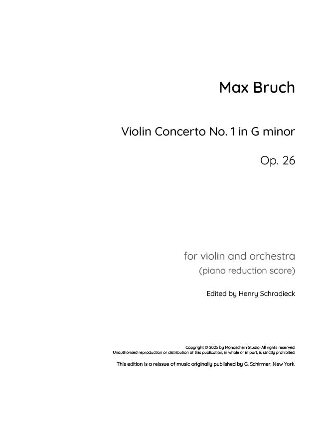 Bruch - Violin concerto No. 1 in G minor, Op. 26 (PDF Sheet Music / Digital Download)