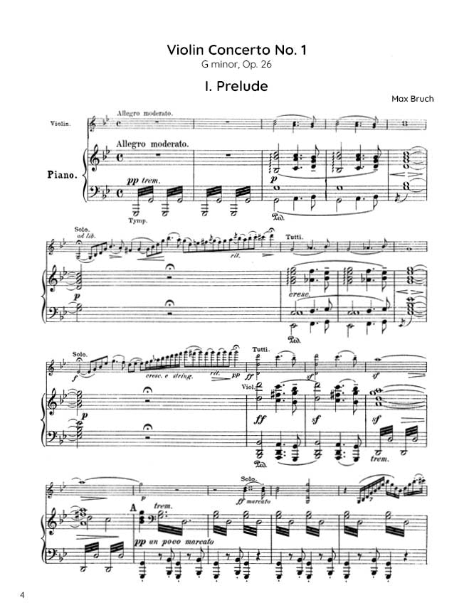 Bruch - Violin concerto No. 1 in G minor, Op. 26 (PDF Sheet Music / Digital Download)