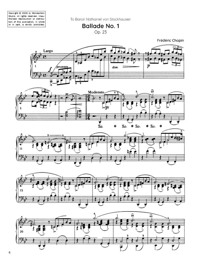 Chopin - Ballade No. 1, Op. 23 (PDF Sheet Music / Digital Download)