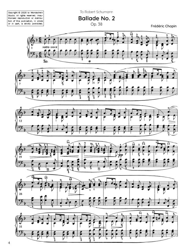 Chopin - Ballade No. 2, Op. 38 (PDF Sheet Music / Digital Download)
