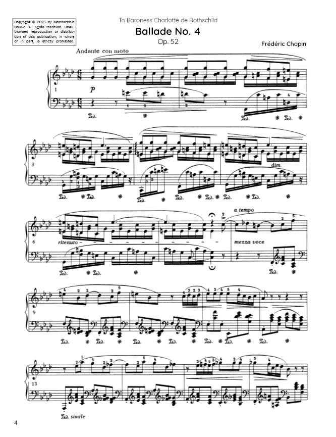 Chopin - Ballade No. 4, Op. 52 (PDF Sheet Music / Digital Download)
