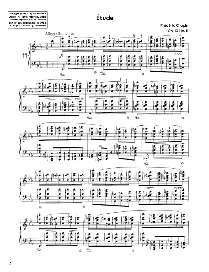 Chopin - Etude in E-flat major, Op. 10 No. 11 (PDF Sheet Music / Digital Download)