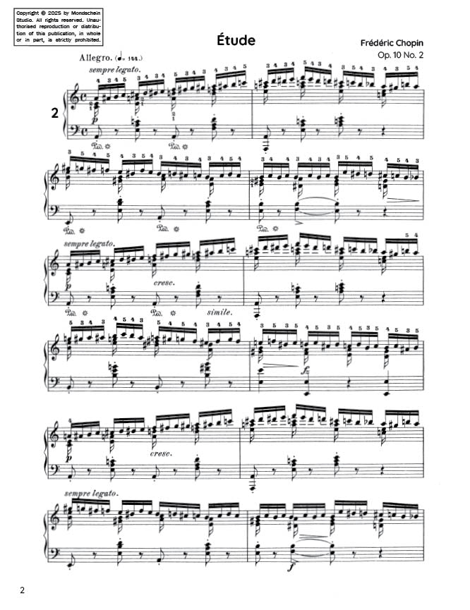 Chopin - Etude in A minor, Op. 10 No. 2 (PDF Sheet Music / Digital Download)