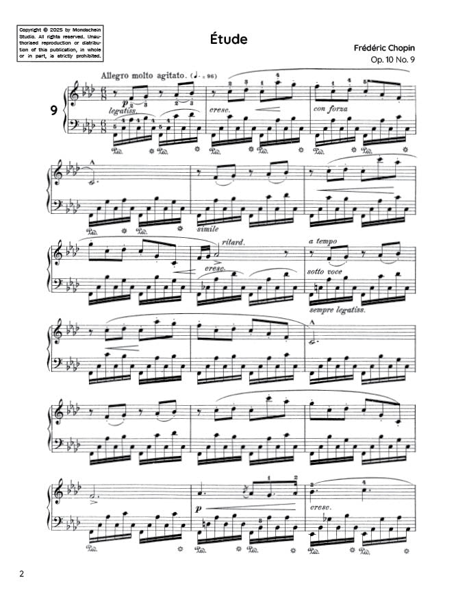 Chopin - Etude in F minor, Op. 10 No. 9 (PDF Sheet Music / Digital Download)
