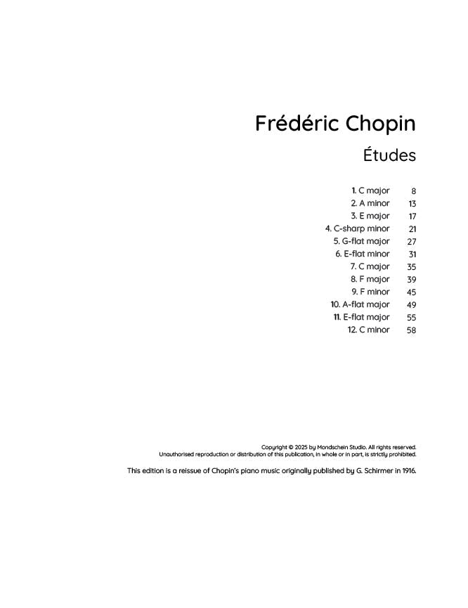 Chopin - Etudes, Op. 10 (PDF Digital Download)