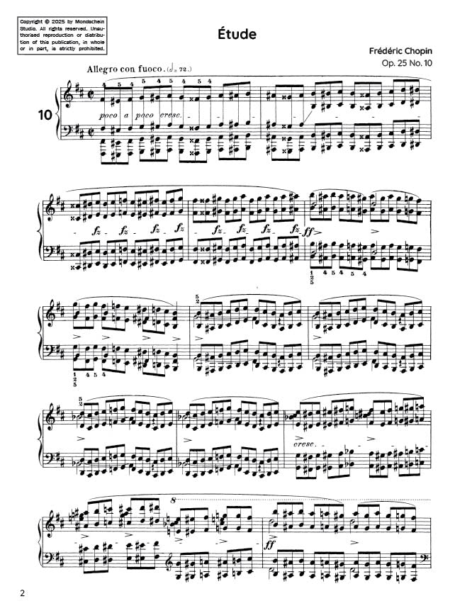 Chopin - Etude in B minor, Op. 25 No. 10 (PDF Sheet Music / Digital Download)